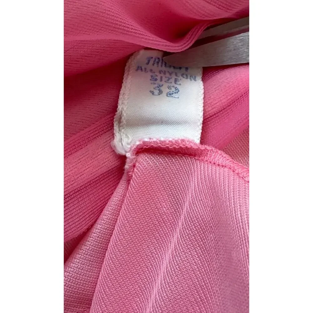 Vintage 1950's Vanity Fair Pink Nylon Slip Nightgown Peignor Dress Coquette - Picture 5 of 6